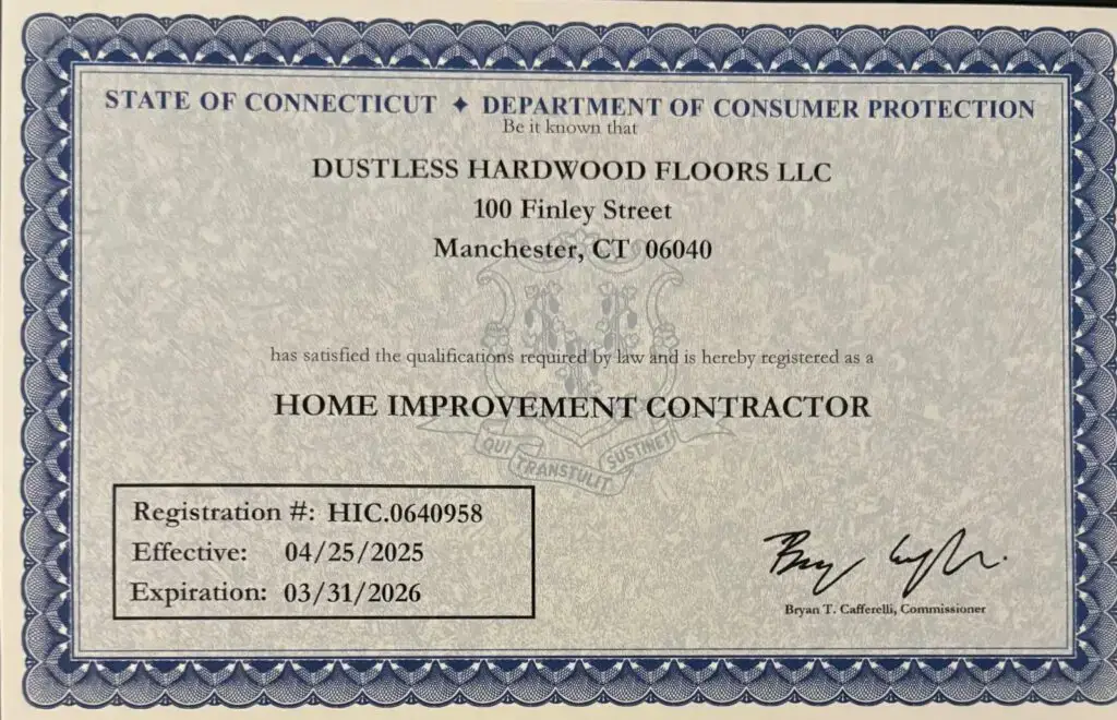 Home improvement contractor registration certificate
