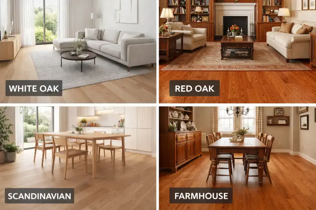 White oak and red oak in homes