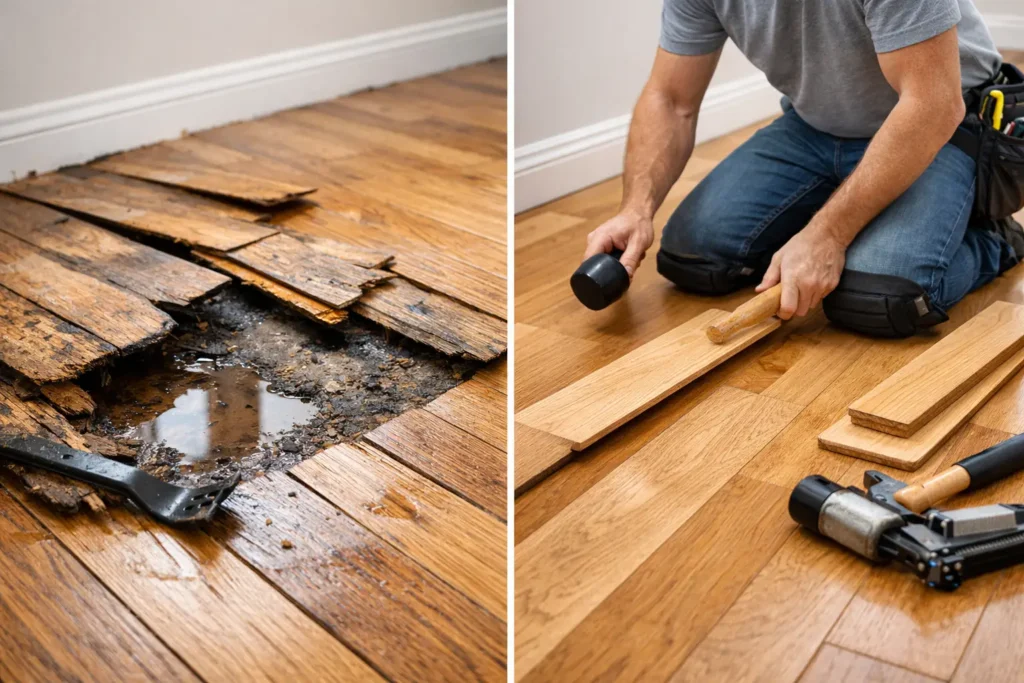 Water Damaged Floor Repair Example